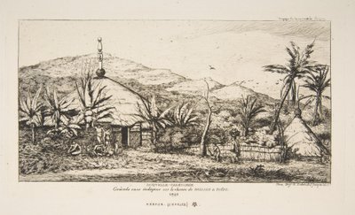 Neukaledonien: Große Eingeborenenhütte an der Straße von Balade nach Puebo, 1845, aus „Die Reise nach Neuseeland (1842-46)“ von Charles Meryon