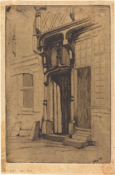 Tür eines ehemaligen Klosters in der Rue Mirabeau in Bourges von Charles Meryon