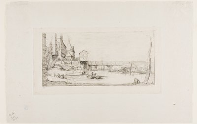 Die Fußgängerbrücke, die vorübergehend die Pont-au-Change in Paris nach dem Brand von 1621 ersetzt von Charles Meryon
