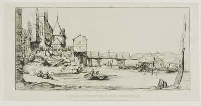 Die Fußgängerbrücke, die vorübergehend die Pont-au-Change in Paris nach dem Brand von 1621 ersetzt von Charles Meryon