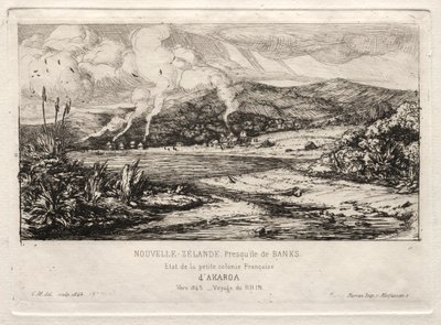 Die kleine französische Kolonie in Akaroa, 1845, 1865 von Charles Meryon