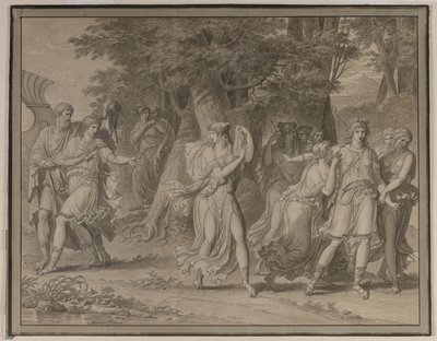 Telemach, von Mentor gedrängt, verlässt die Insel Kalypso, 1800 von Charles Meynier