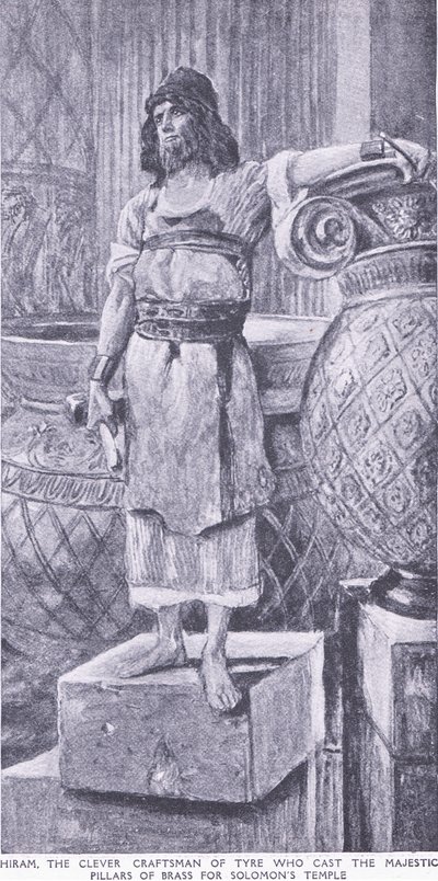 Hiram, der geschickte Handwerker von Tyrus, der die majestätischen Säulen aus Messing für Salomons Tempel goss von Charles Mills Sheldon