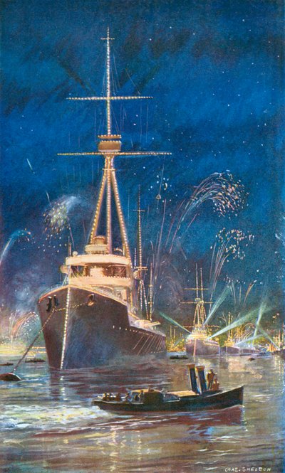 Beleuchtung der Flotte in der Themse, 21. Juli 1909 von Charles Mills Sheldon