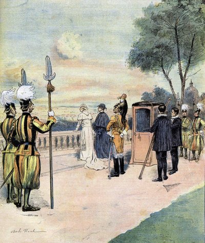 Papst Leo XIII. in den Vatikanischen Gärten im Jahr 1893 (Zeichnung von Mr. CH Morel) von Charles Morel