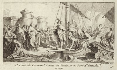 Ankunft von Bertrand, Graf von Toulouse, im Hafen von Antiochia, um seine Herrschaft über die Grafschaft Tripolis anzutreten von Charles Nicolas II Cochin