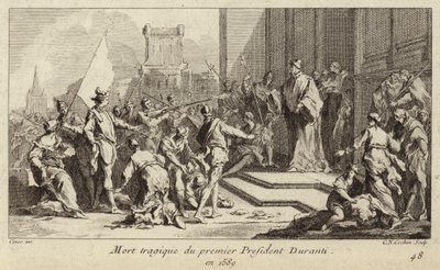 Mord an Jean-Etienne Duranti, erster Präsident des Parlaments von Toulouse von Charles Nicolas II Cochin