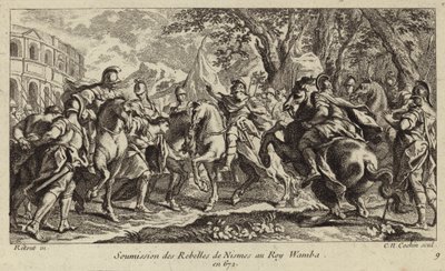 Unterwerfung der Rebellen von Nîmes vor Wamba, König der Westgoten, 672 von Charles Nicolas II Cochin