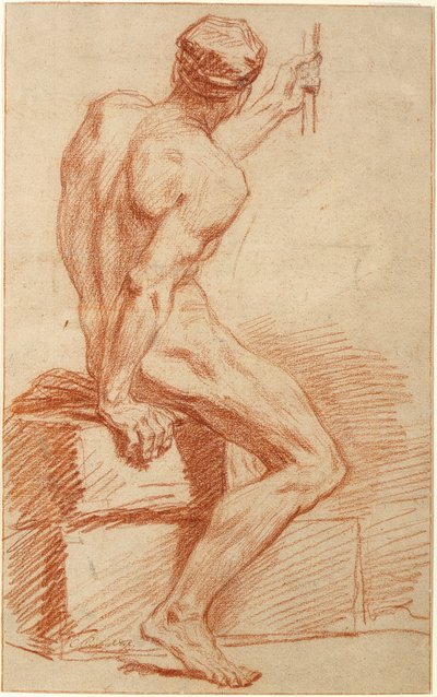 Aktstudie: Sitzender Mann, Rückenansicht von Charles Parrocel