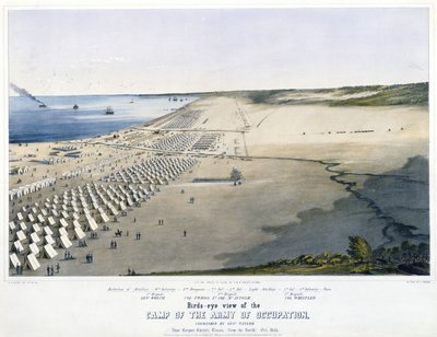 Vogelperspektive des Lagers der Besatzungsarmee, kommandiert von General Taylor. In der Nähe von Corpus Christi, Texas, [vom Norden] Okt. 1845. von Charles Parsons