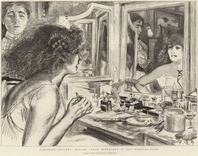 Madame Sarah Bernhardt in ihrer Garderobe (Lithografie) von Charles Paul (after) Renouard