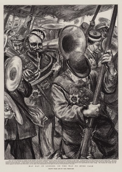 Maifeiertag in London, auf dem Weg zum Hyde Park von Charles Paul Renouard