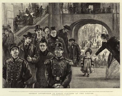 Sonntagnachmittag in Paris, Besucher im Louvre von Charles Paul Renouard