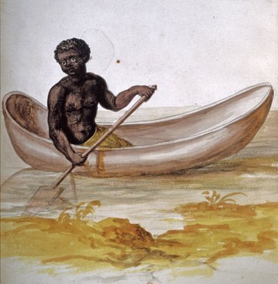 Junger Neger in einem Kanu in der Karibik, ca. 1686 von Charles Plumier