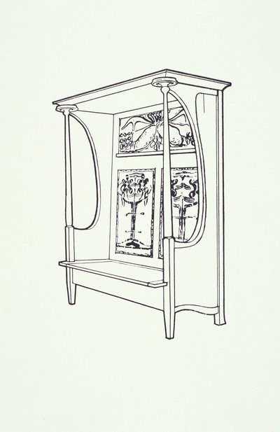 Linienzeichnung eines Möbels (ein Schrank), ca. 1910 von Charles Rennie Mackintosh