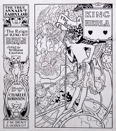 Titelbildillustration für Die wahren Annalen des Märchenlandes, Die Herrschaft von König Herla, herausgegeben von William Canton, veröffentlicht 1900 von Charles Robinson