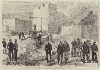 Der Krieg in Afghanistan, Hinrichtung des Kotwal von Kabul, 26. Oktober, vor der Residenz von Sir John Charles Robinson
