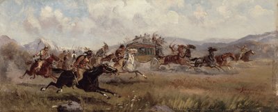 Sioux greifen eine Postkutsche an, 1909 von Charles Schreyvogel