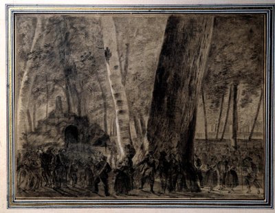 Französische Revolution: „Der Leichnam von Jean-Paul Marat (1743-1793) wird im Garten der Cordeliers beigesetzt“ Zeichnung von Charles Thevenin (1764-1838) 1793 Versailles, Musée Lambinet von Charles Thevenin