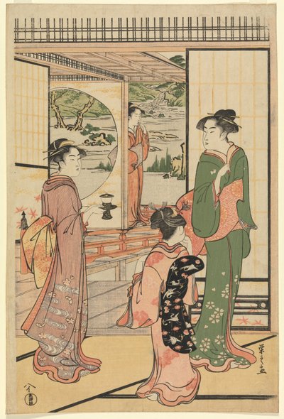 Schöne Frauen in einem Yashiki von Chobunsai Eishi