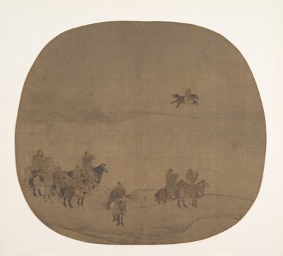 Nomaden jagen mit Falken, frühes 13. Jahrhundert von Chen Juzhong