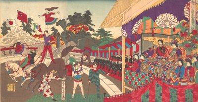Illustration des kaiserlichen Ausflugs zum Charini-Zirkus Charine daik..., November 1886 von Chikanobu Yoshu
