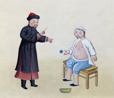 Ein Akupunkteur mit seinem Patienten, ca. 1785 von Chinese School