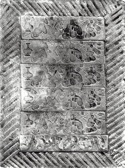 Gestempelter Grabziegel, Han-Dynastie (206 v. Chr. - 220 n. Chr.) von Chinese School Chinese School