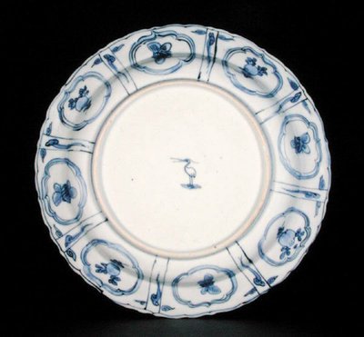 Unterseite eines blau-weißen Kraak-Tellers, Egret-Marke, Wanli, 1595-1605 von Chinese School Chinese School