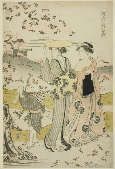 Ono no Komachi besucht den Kiyomizu-Tempel, aus der Serie Die modischen sieben Komachi von Chobunsai Eishi