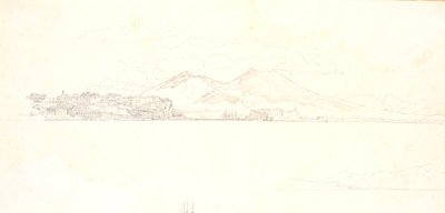 Teil der Bucht von Neapel von der Villa Reale aus. Im Hintergrund Vesuv von Christen Købke