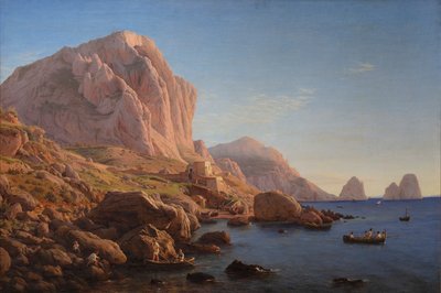 Eine felsige Küste, Capri. Nach Sonnenaufgang von Christen Købke