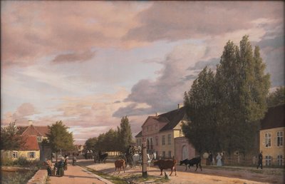 Ansicht einer Straße in Østerbro außerhalb von Kopenhagen. Morgenlicht von Christen Købke