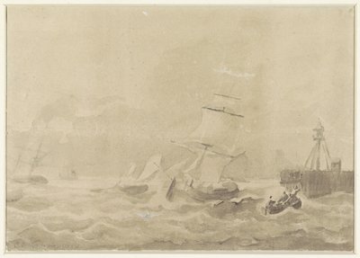 Stürmische See mit Segelschiffen von Christiaan Cornelis Kannemans