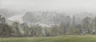 Im Nebel (Silber) - Themse von Richmond Hill, Nebel, 2015 von Christian Furr