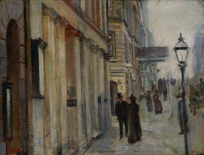 Die Ecke Karl Johan Straße und Dronningen Straße von Christian Krohg