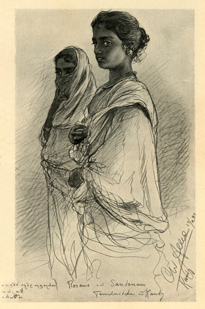 Rosama und Sandenam, Tamilische Mädchen, Kandy, Ceylon von Christian Wilhelm Allers