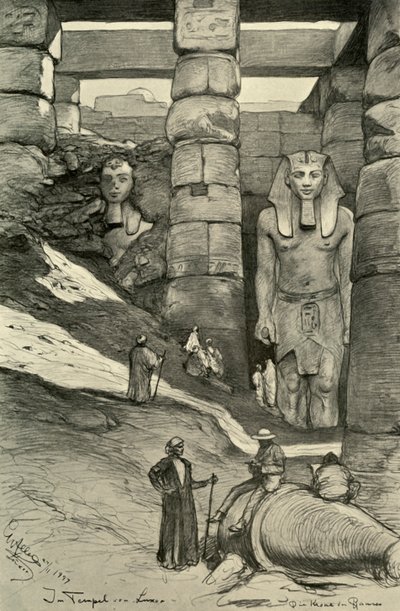 Statuen im Luxor-Tempel, Ägypten, 1898 von Christian Wilhelm Allers