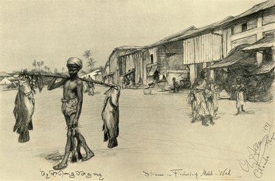 Straßenszene in einem Fischerdorf, Mutwal, Ceylon, 1898 von Christian Wilhelm Allers