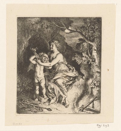 Venus bindet Amor eine Maske vor von Christian Wilhelm Ernst Dietrich