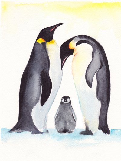 Sanfte Pinguinfamilie von Christine Lindstrom