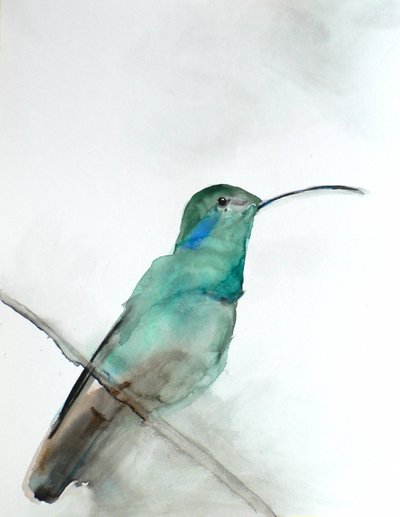Aquarell Türkiser Kolibri von Christine Lindstrom