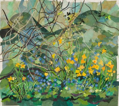 Cornerways Garten Narzissen und blaue Anemonen von Christine McKechnie