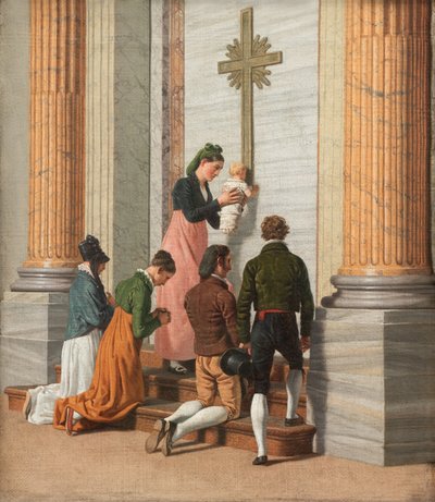 Andacht an der Heiligen Tür der Petersbasilika, ca. 1814 von Christoffer Wilhelm Eckersberg