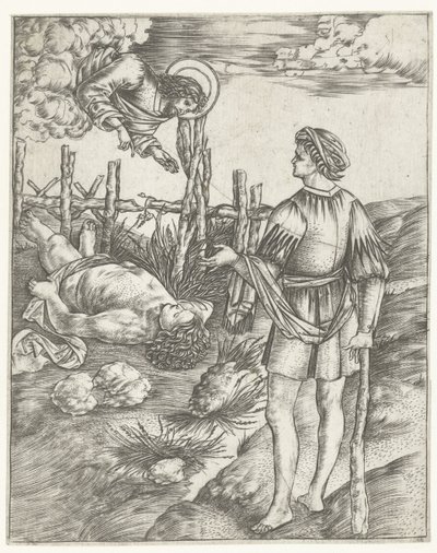 Gott spricht zu Kain, der neben dem toten Körper von Abel steht von Christoforo di Michele Robetta