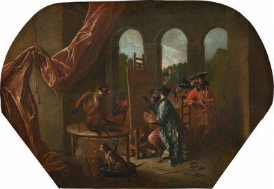 Singerie: Der Maler, um 1739 von Christophe Huet