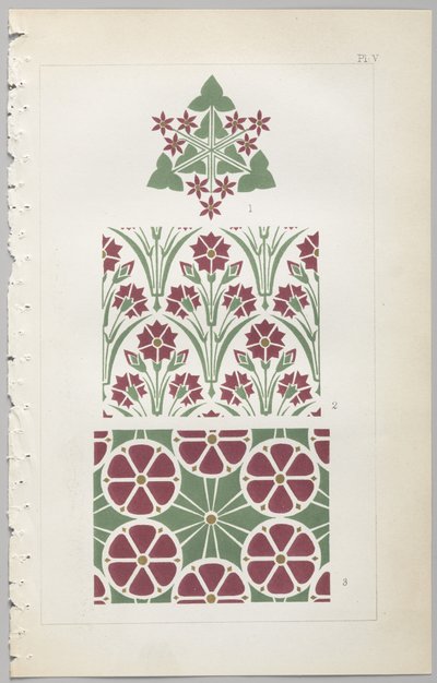 Die Kunst des dekorativen Designs: mit einem Anhang, der die Stunden des Tages angibt, zu denen Blumen öffnen, veröffentlicht von Day & Son, London, 1862 von Christopher Dresser