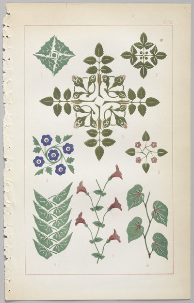 Die Kunst des dekorativen Designs: mit einem Anhang, der die Stunden des Tages angibt, zu denen Blumen öffnen, veröffentlicht von Day & Son, London, 1862 von Christopher Dresser