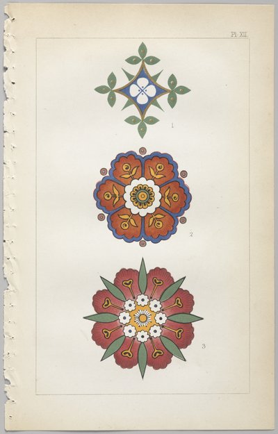 Die Kunst des dekorativen Designs: mit einem Anhang, der die Stunden des Tages angibt, zu denen Blumen öffnen, veröffentlicht von Day & Son, London, 1862 von Christopher Dresser