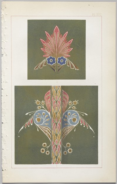 Die Kunst des dekorativen Designs: mit einem Anhang, der die Stunden des Tages angibt, zu denen Blumen öffnen, veröffentlicht von Day & Son, London, 1862 von Christopher Dresser